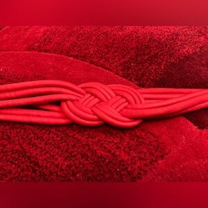 Vintage 80s GoodHeart Red Braided Cloth Cummerbund Style Belt with Knot Center